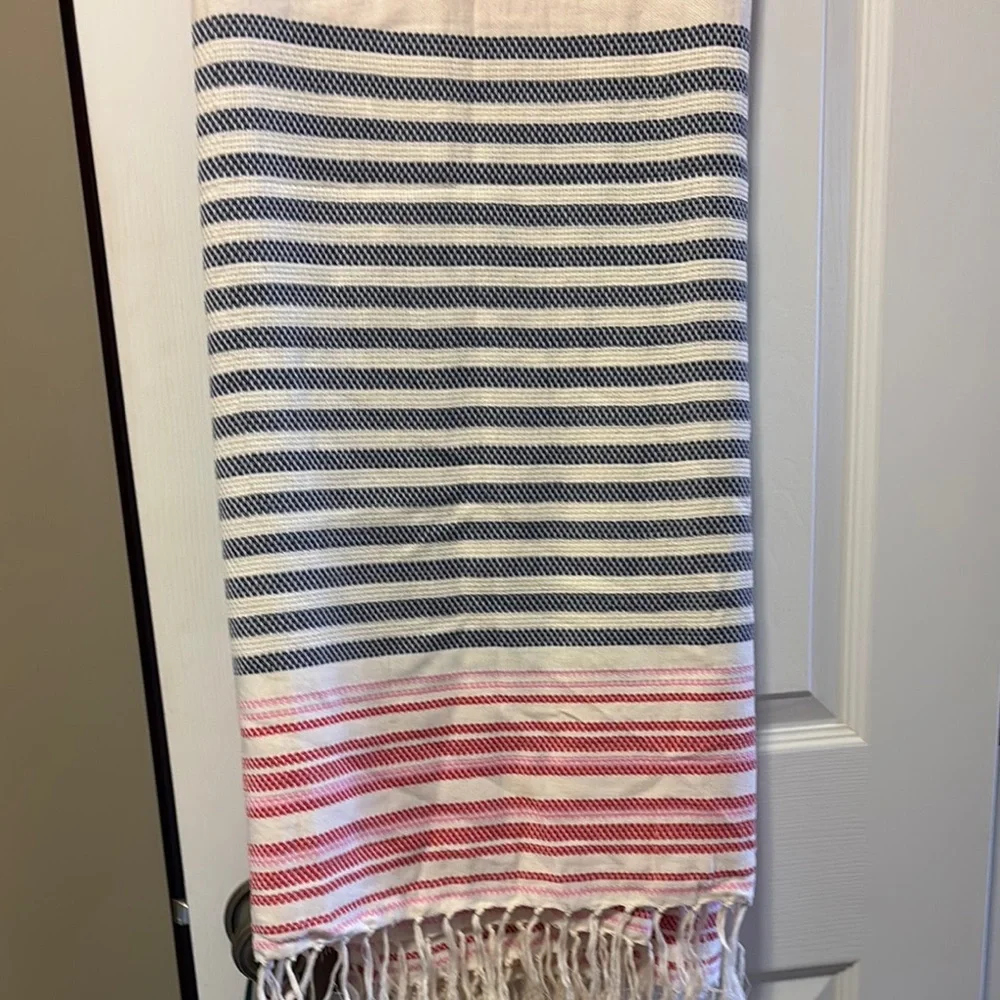 J. Jill Striped Scarf in Red, Blue, and White - Picture 3 of 4